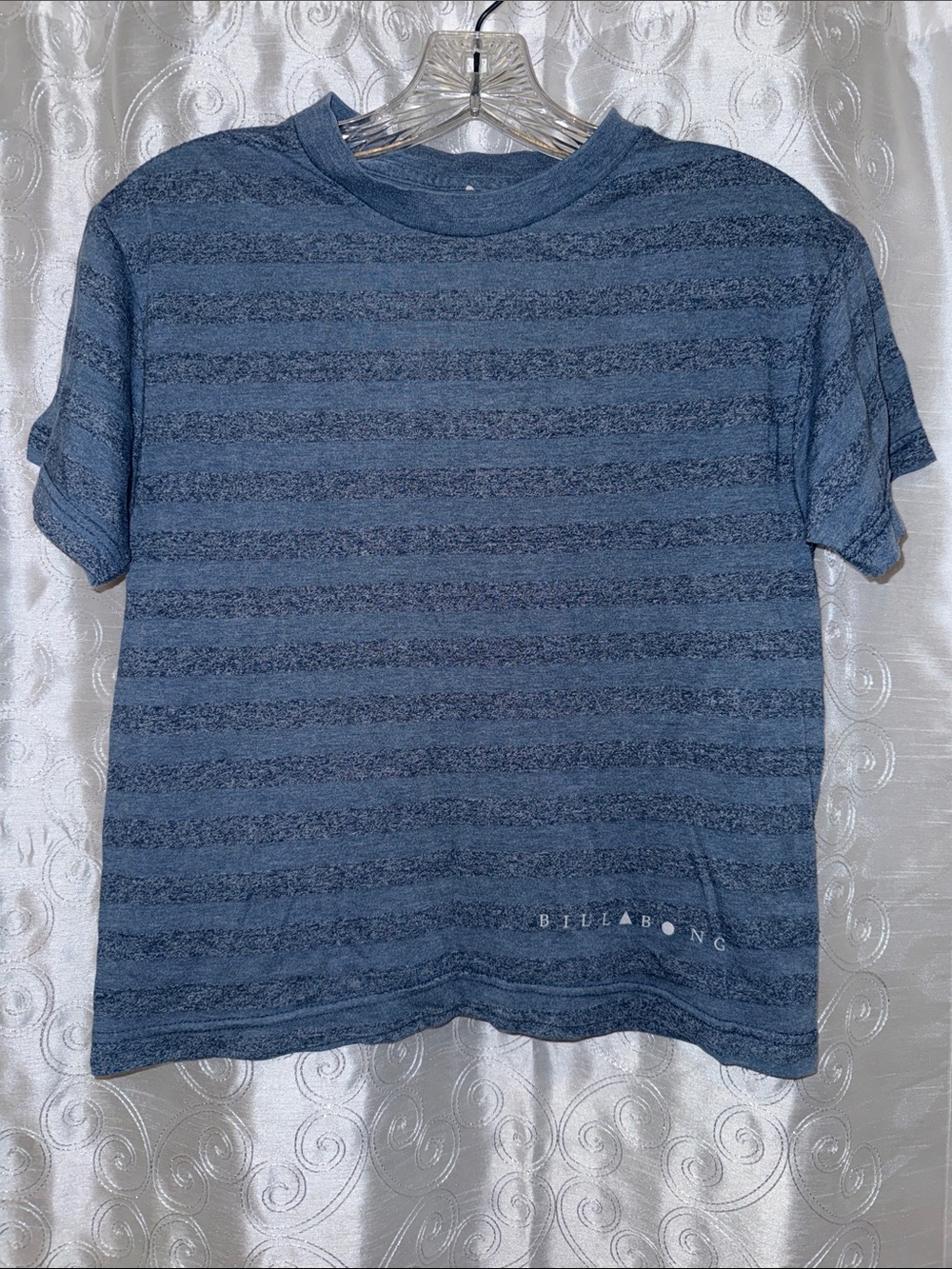 Billabong Heathered Navy Blue Striped Short Sleeve Tee Women’s Size Small 🔥 G2